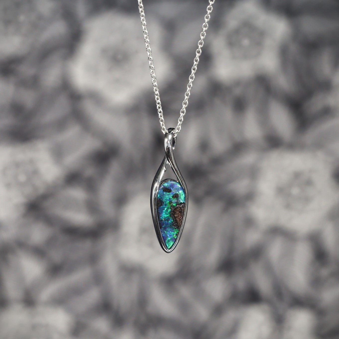 Australian Boulder opal sterling silver pendant 
