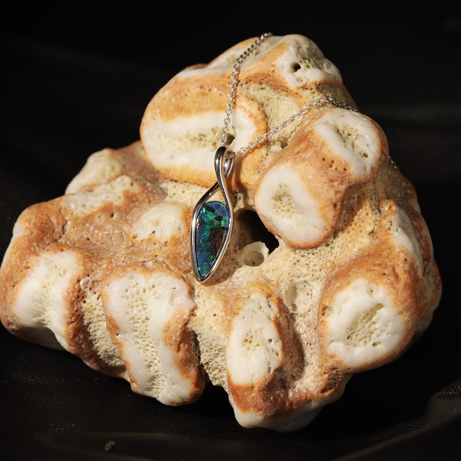 Australian Boulder opal sterling silver pendant 