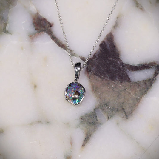 Australian Boulder opal pendant in sterling silver 