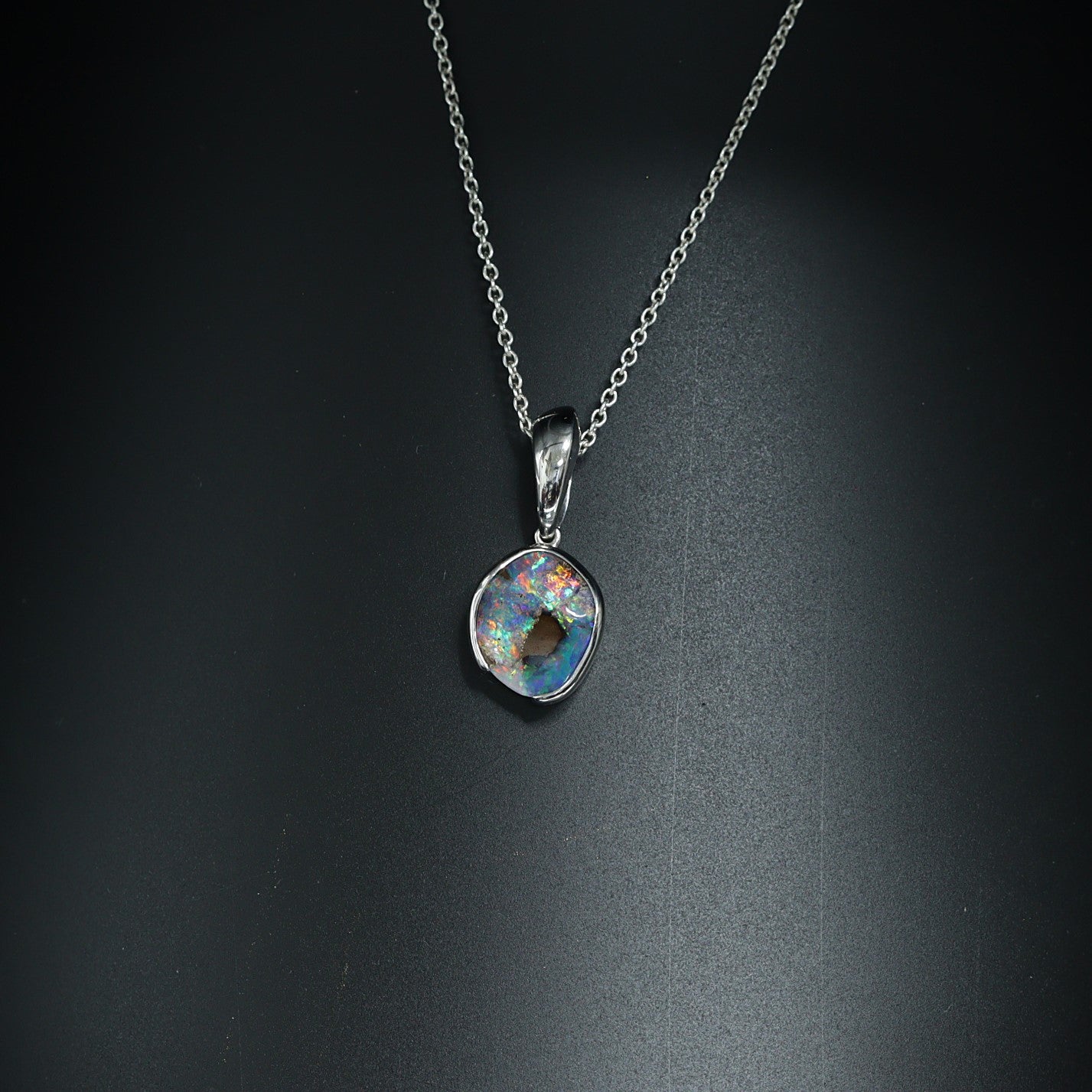 Australian Boulder opal pendant in sterling silver 