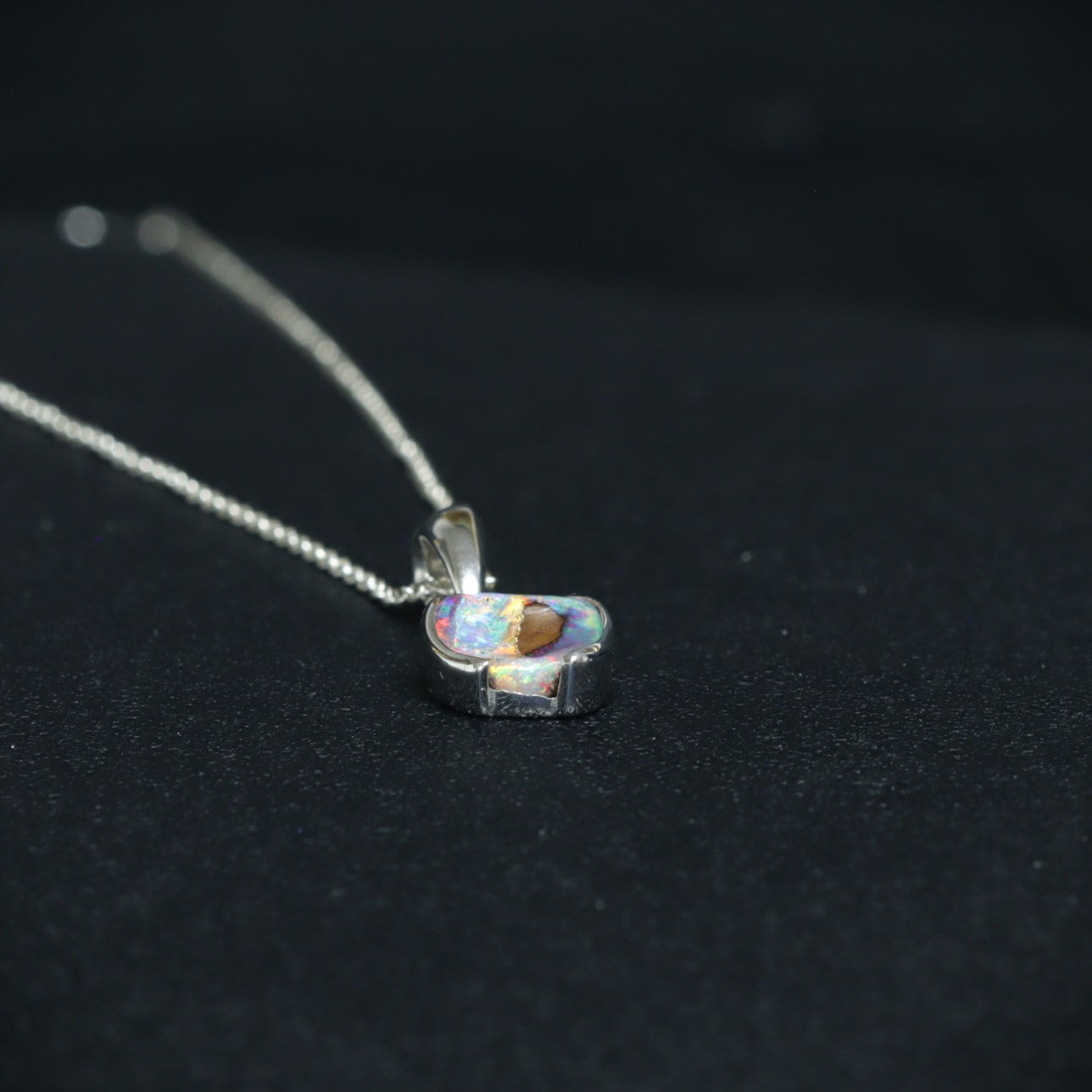 Australian Boulder opal pendant in sterling silver 