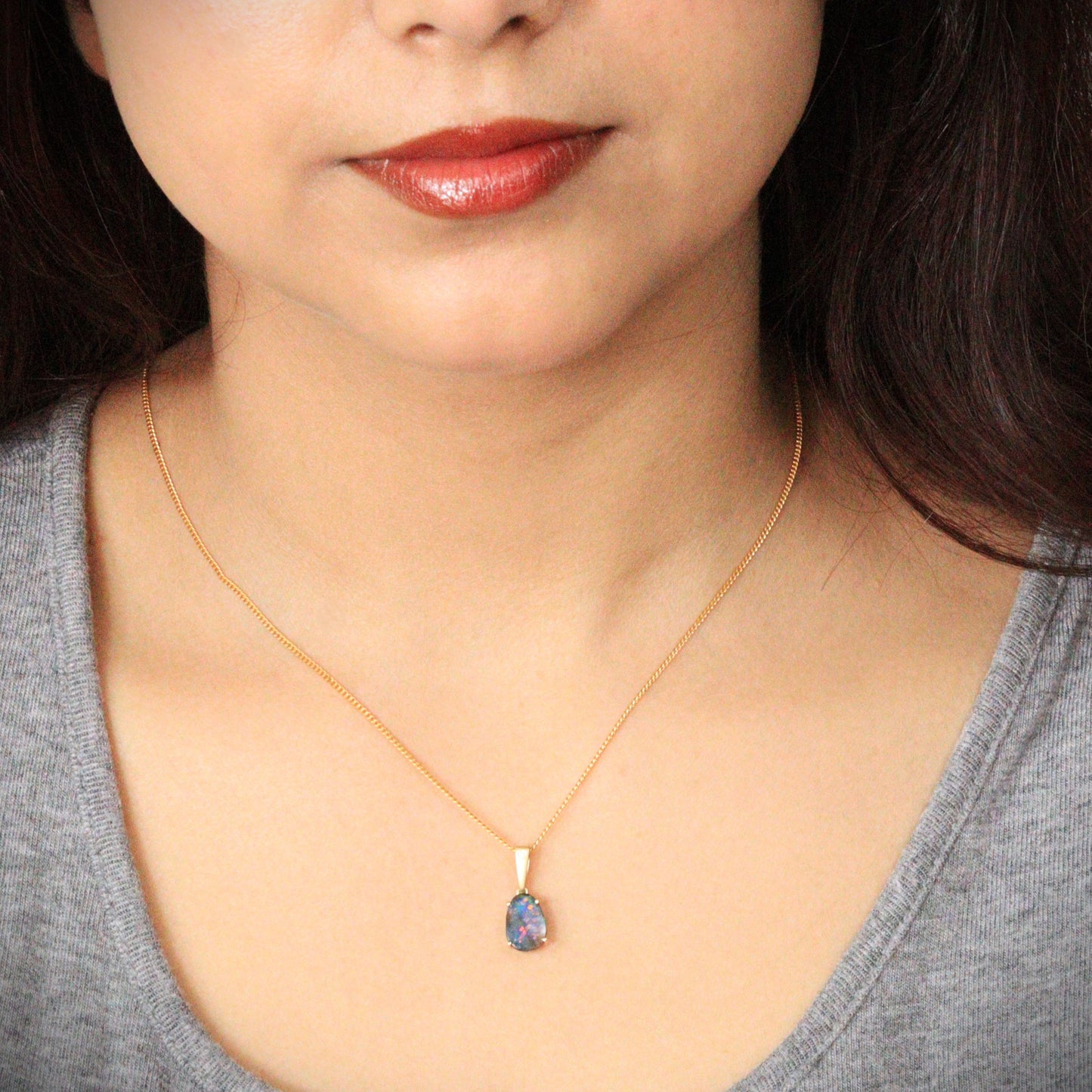 Australian Boulder Opal 18K Gold Pendant