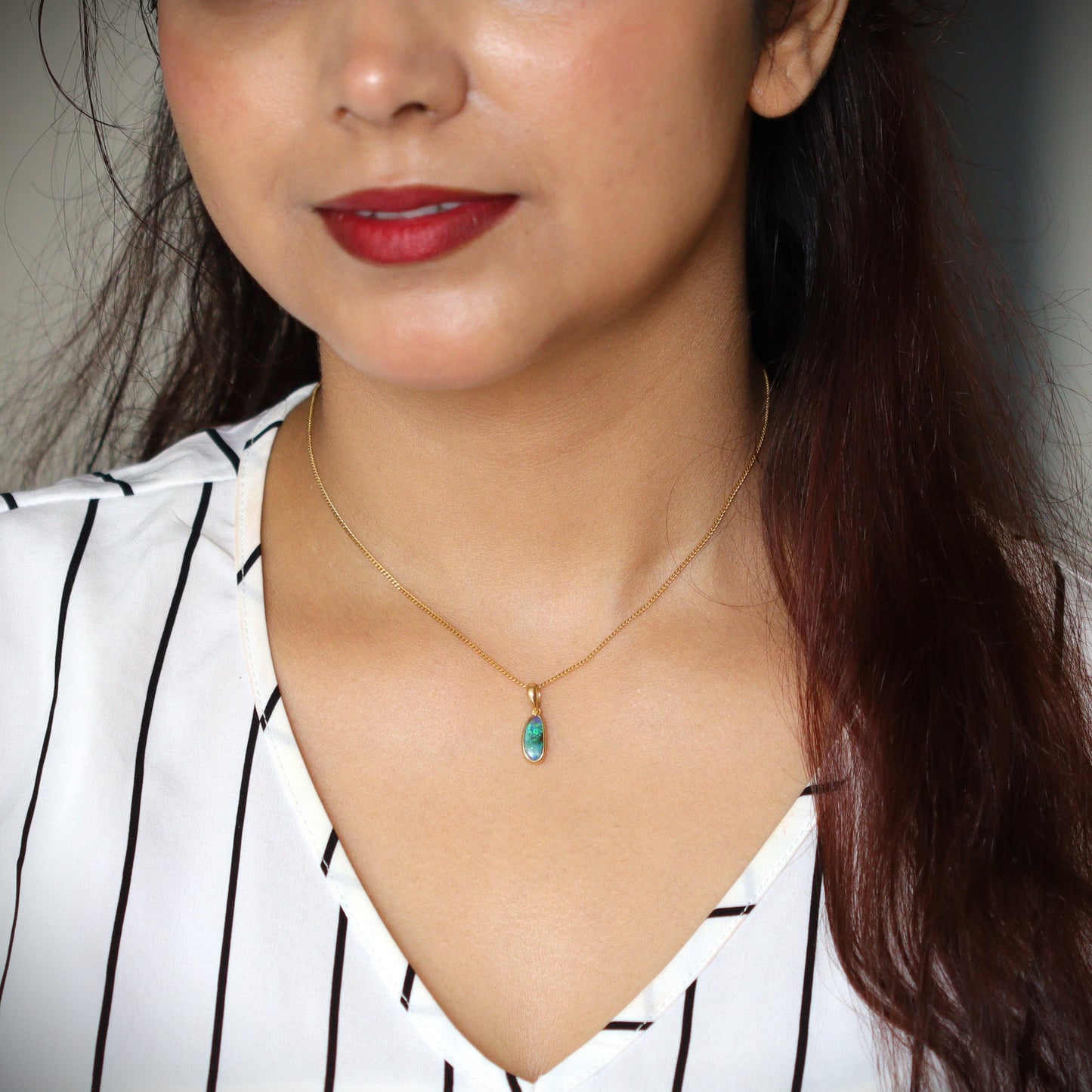 Australian Boulder Opal 18K Gold Pendant