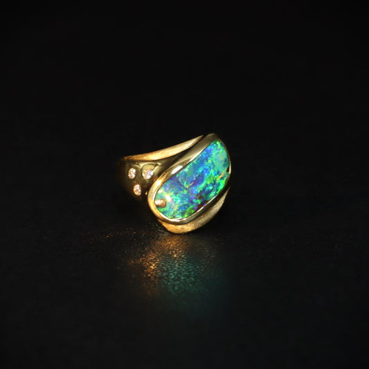 Australian Boulder Opal 18K gold ring