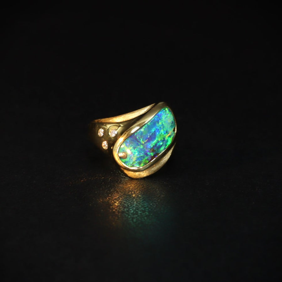 Australian Boulder Opal 18K gold ring