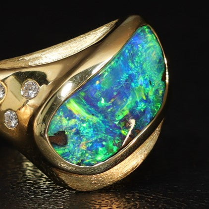 Australian Boulder Opal 18K gold ring