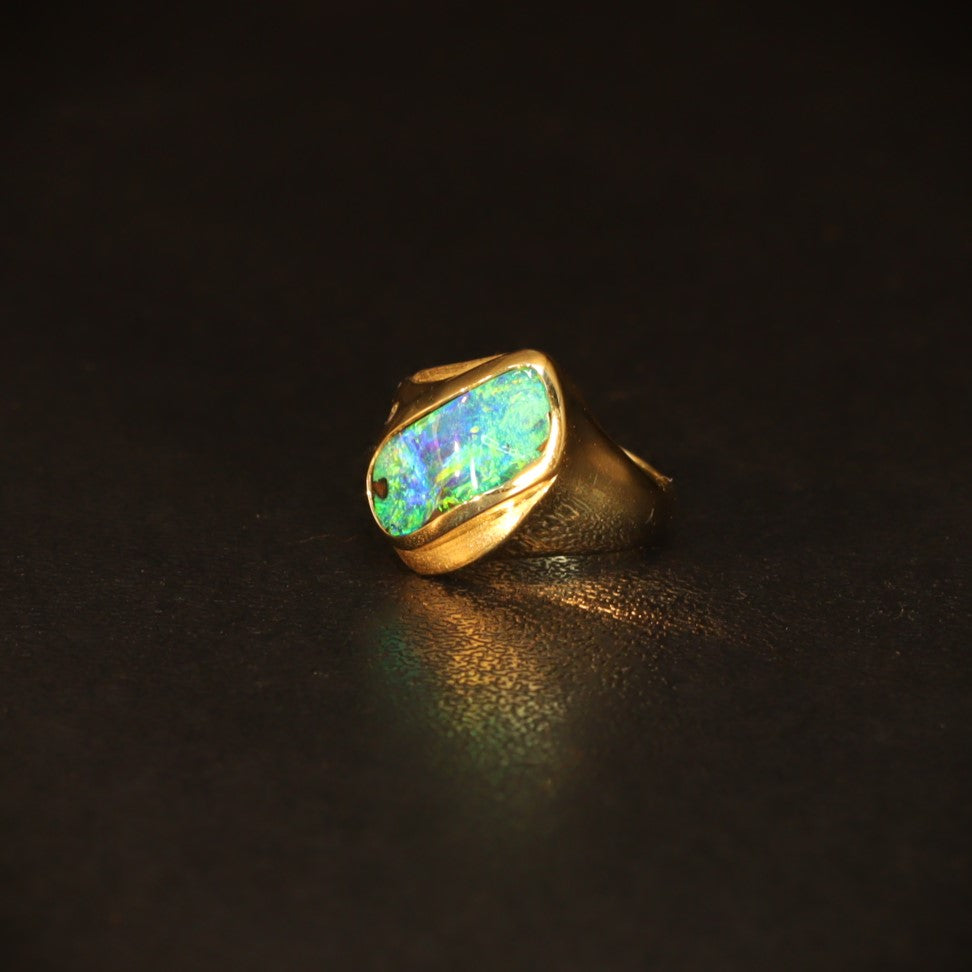 Australian Boulder Opal 18K Gold Ring 5005