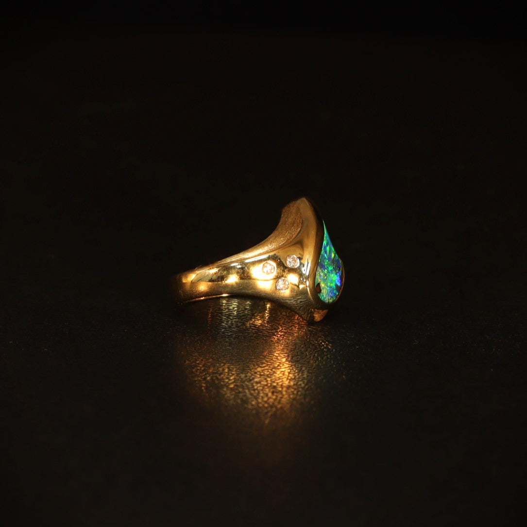Australian Boulder Opal 18K Gold Ring 5005