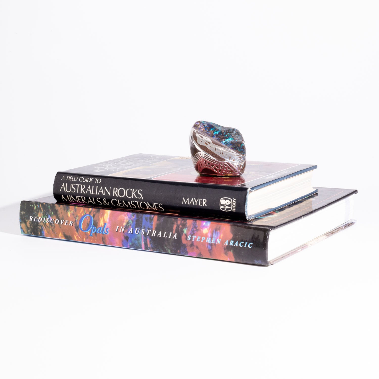 Australian Boulder opal specimen in pure silver art