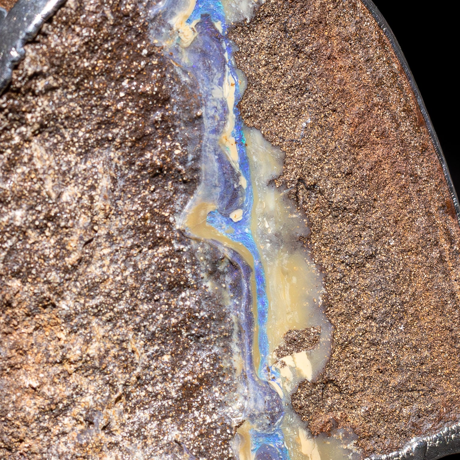 Australian Boulder opal specimen in pure silver art
