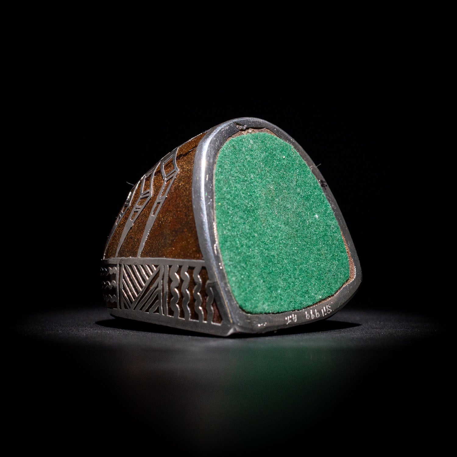 Australian Boulder opal specimen in pure silver art