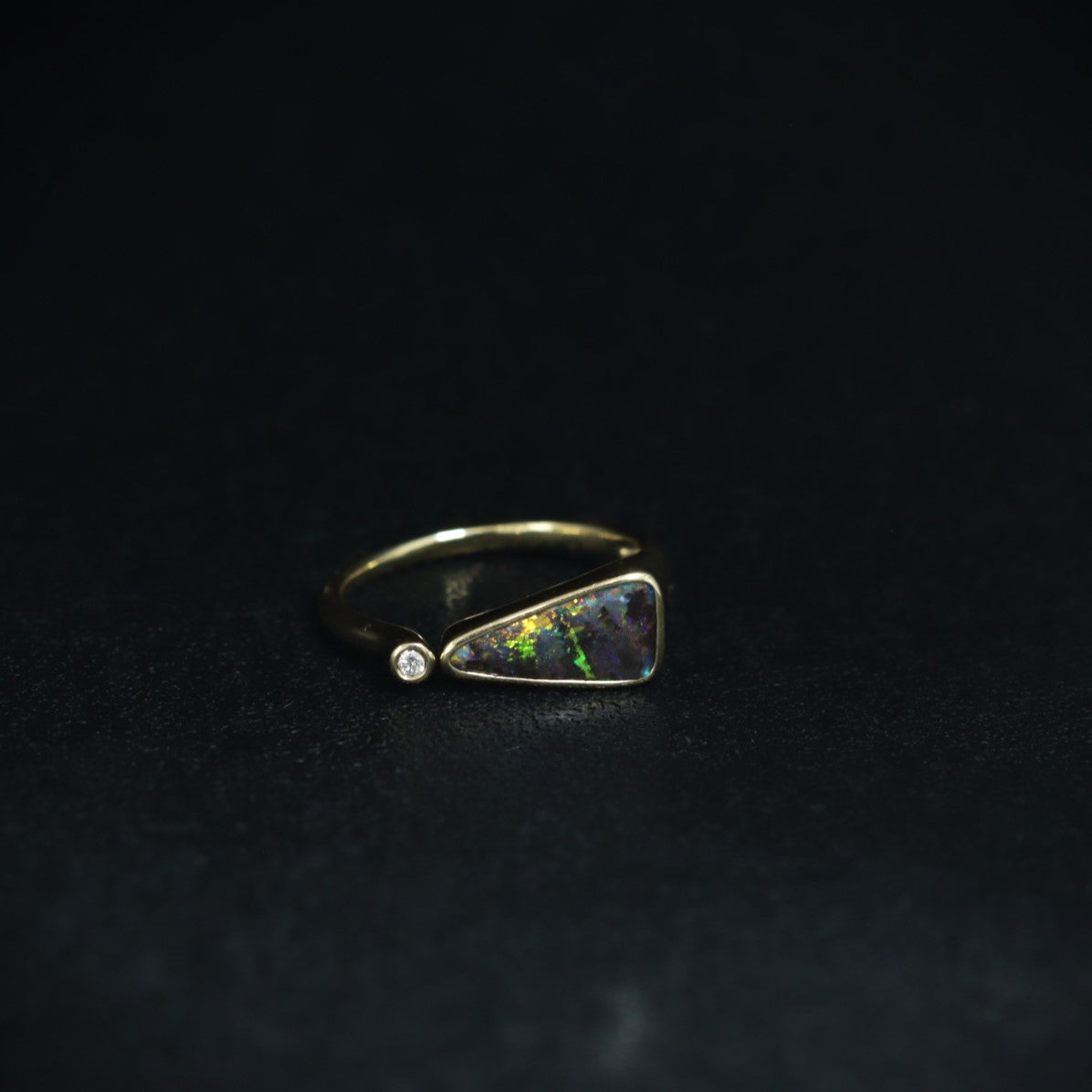 Australian Boulder opal ring 18 karat gold