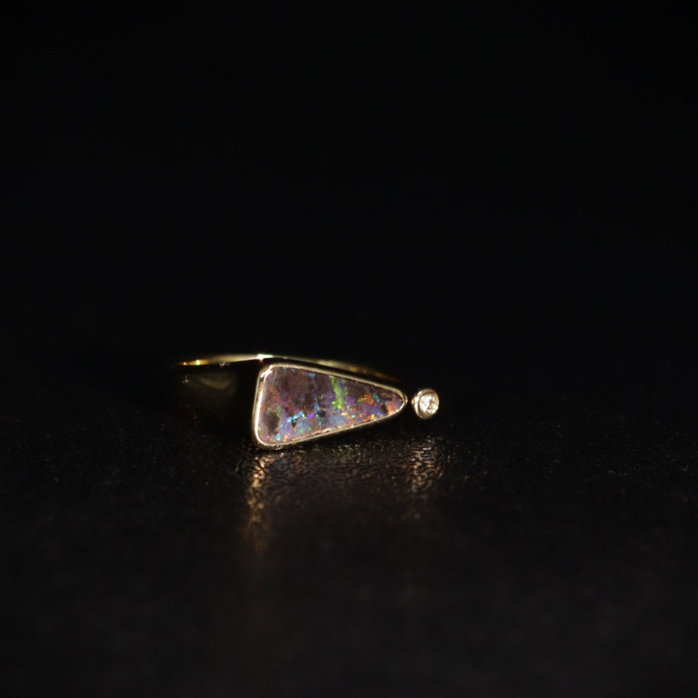 Australian Boulder opal ring 18 karat gold