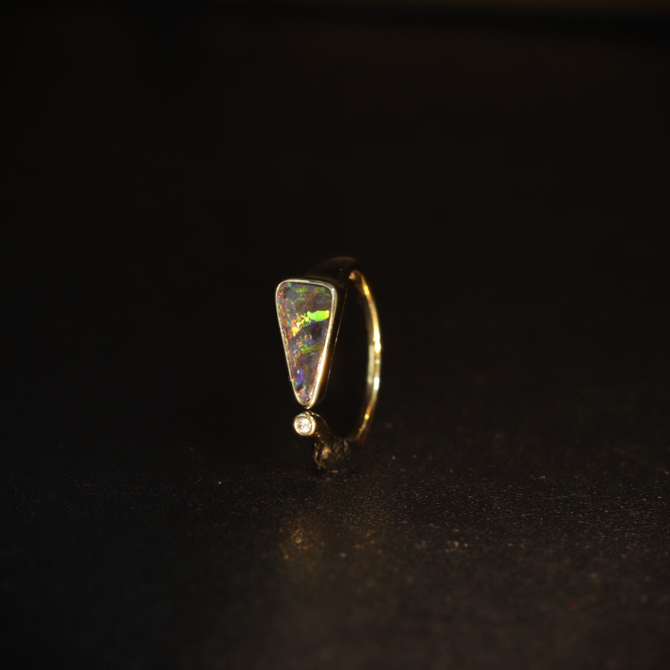 Australian Boulder opal ring 18 karat gold