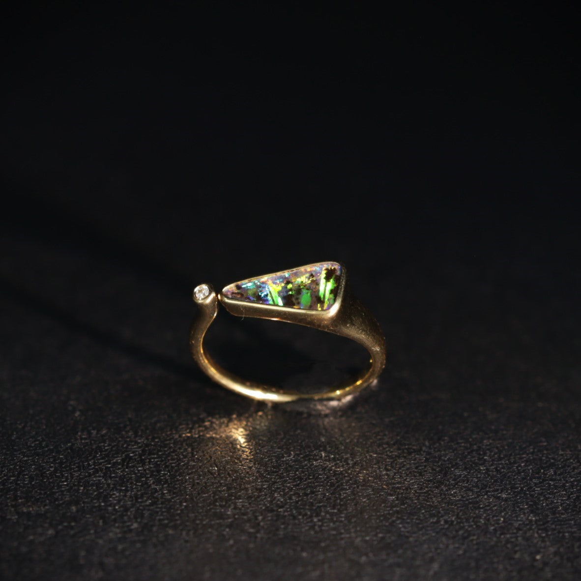 Australian Boulder opal ring 18 karat gold