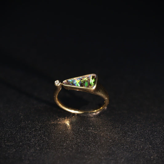 Australian Boulder opal ring 18 karat gold