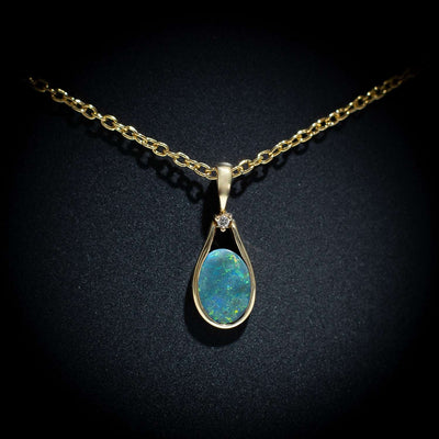 Australian Black Opal pendant - 1032