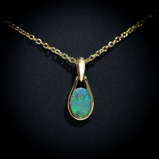 Australian Black Opal pendant - 1035