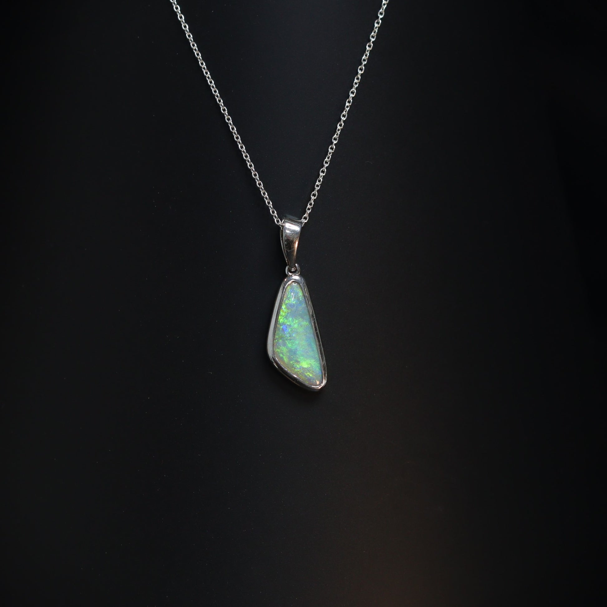 Australian Black Opal crystal silver pendant
