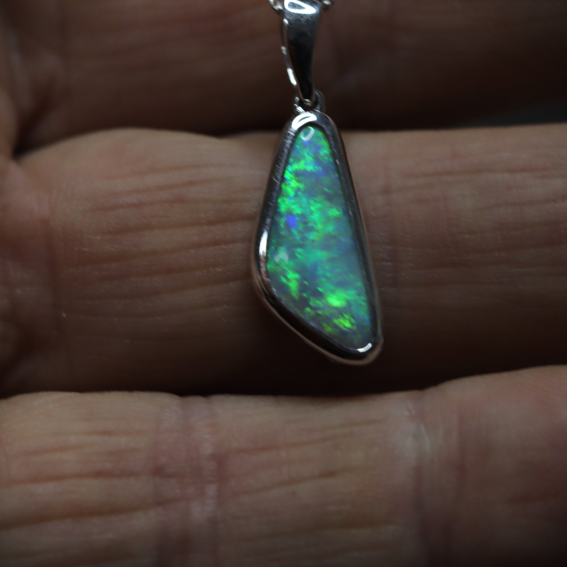 Australian Black Opal silver pendant