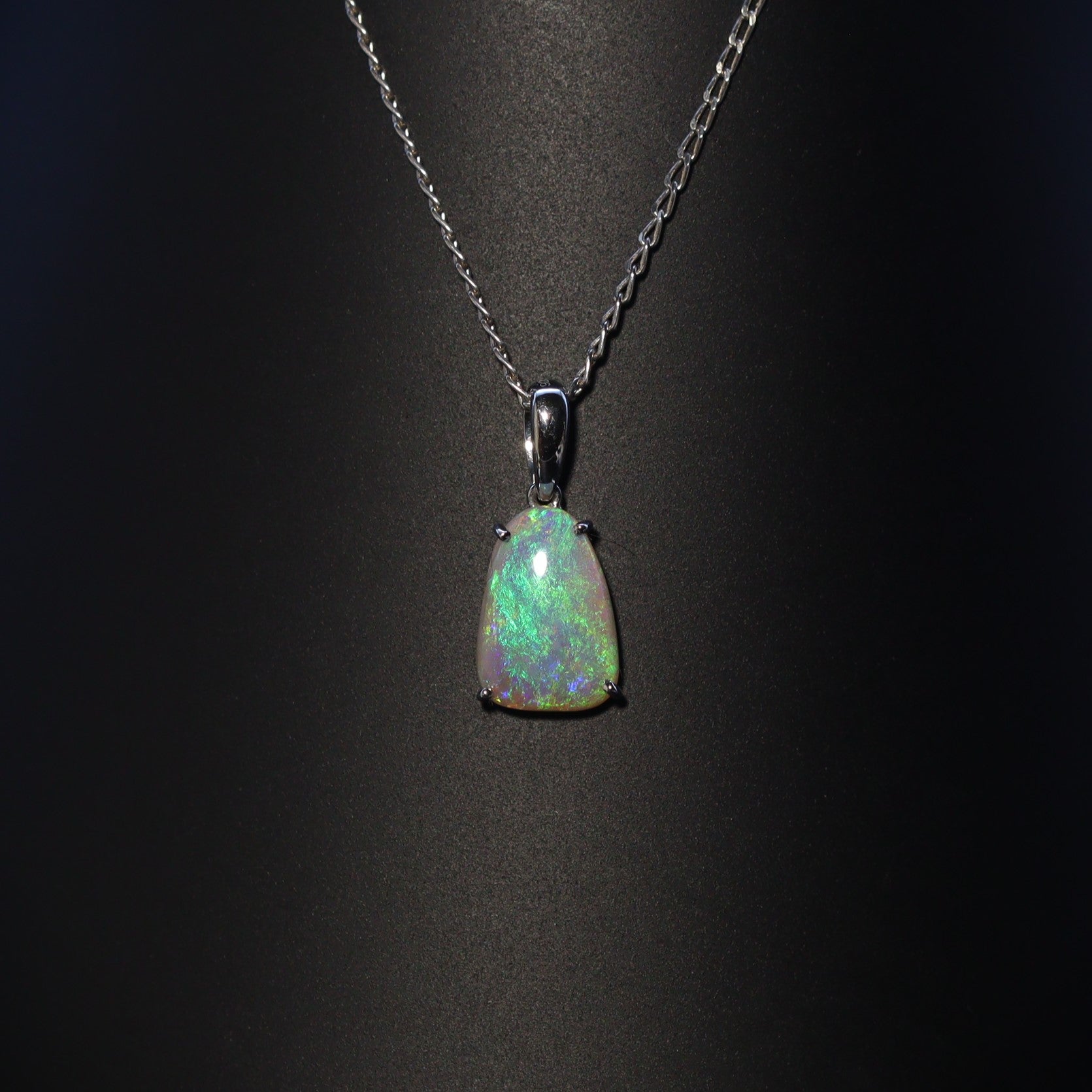 Australian Black Opal in sterling silver pendant