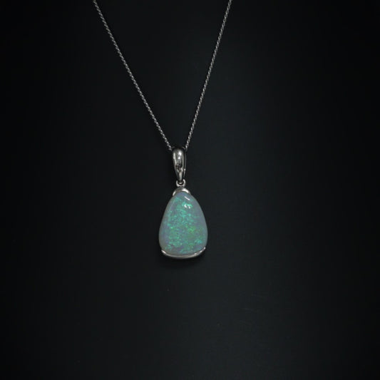 Australian Black Opal in sterling silver pendant