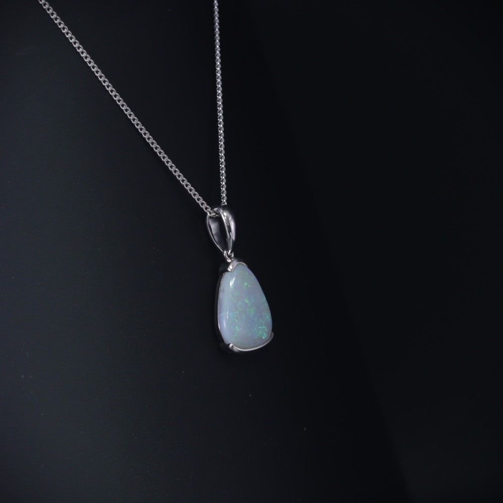 Australian Black Opal in sterling silver pendant