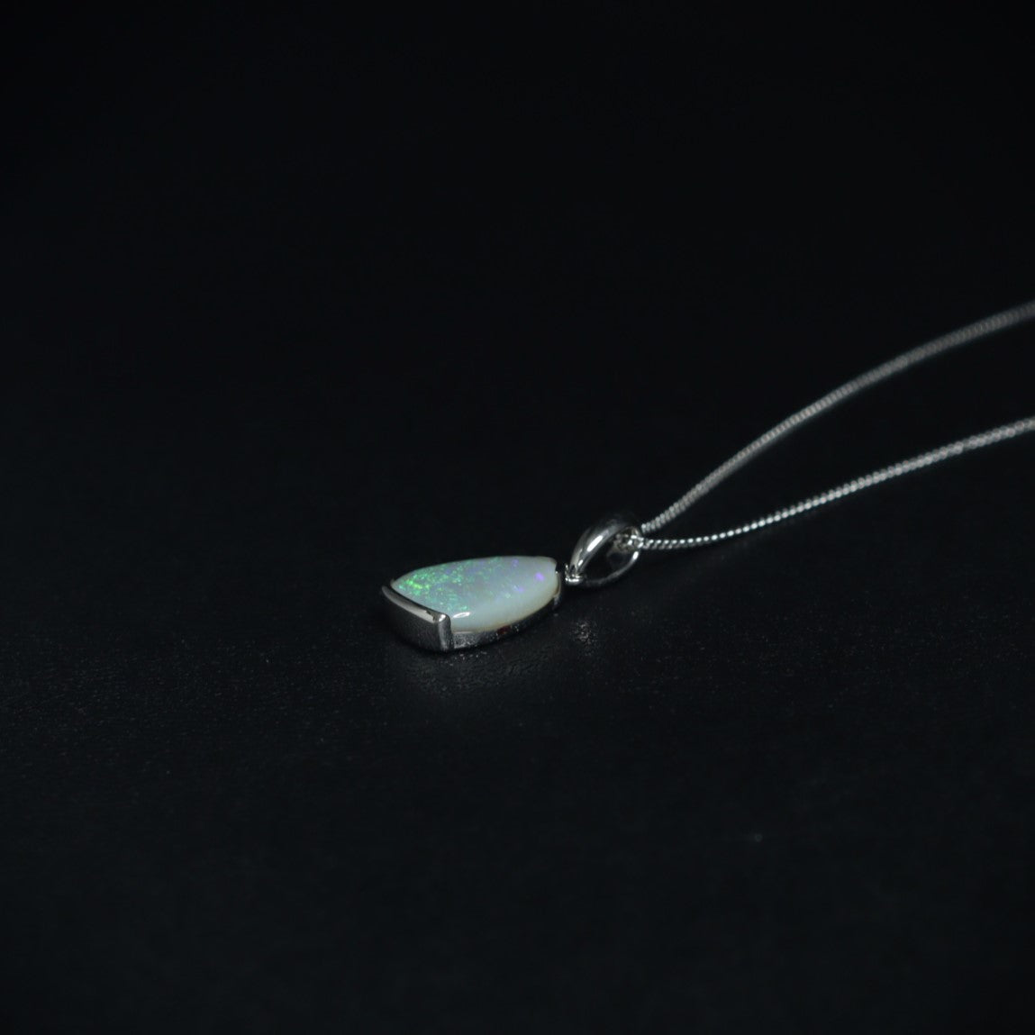 Australian Black Opal in sterling silver pendant