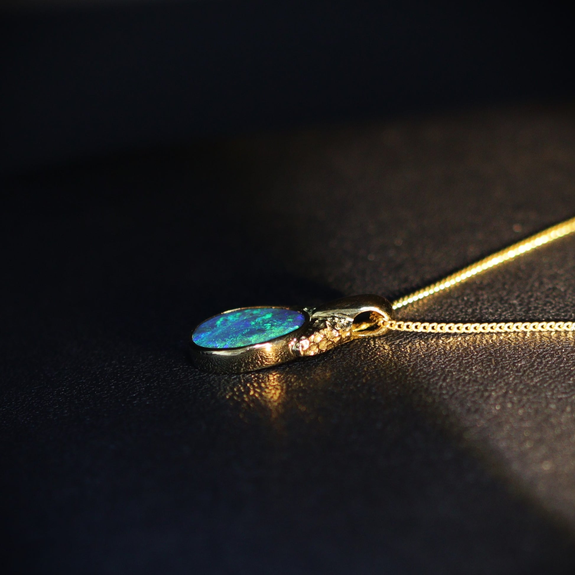 Australian Black Opal 18Kt Gold pendant 