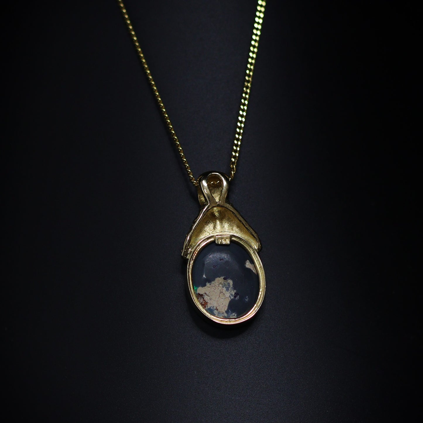 Australian Black Opal 18Kt Gold pendant 
