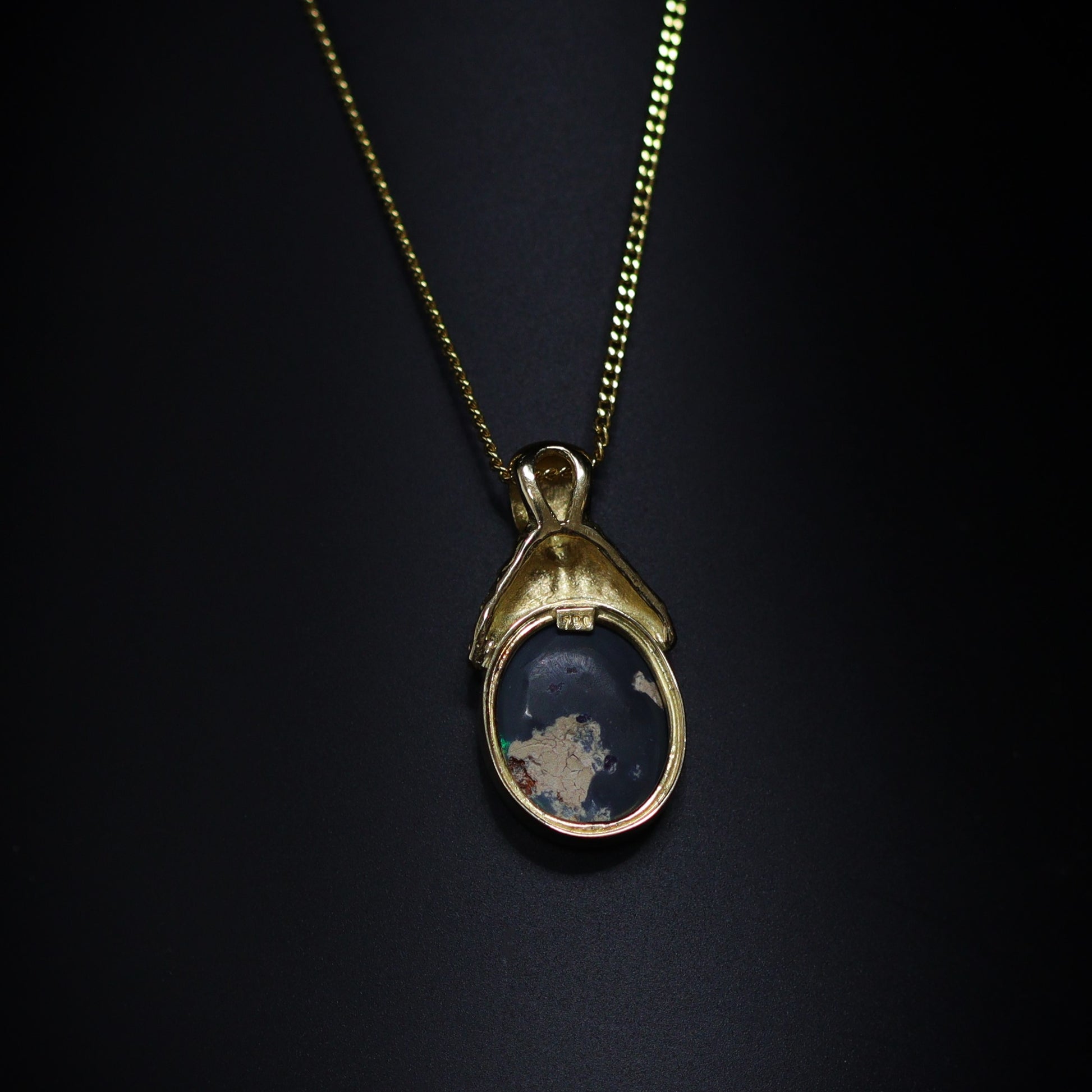 Australian Black Opal 18Kt Gold pendant 