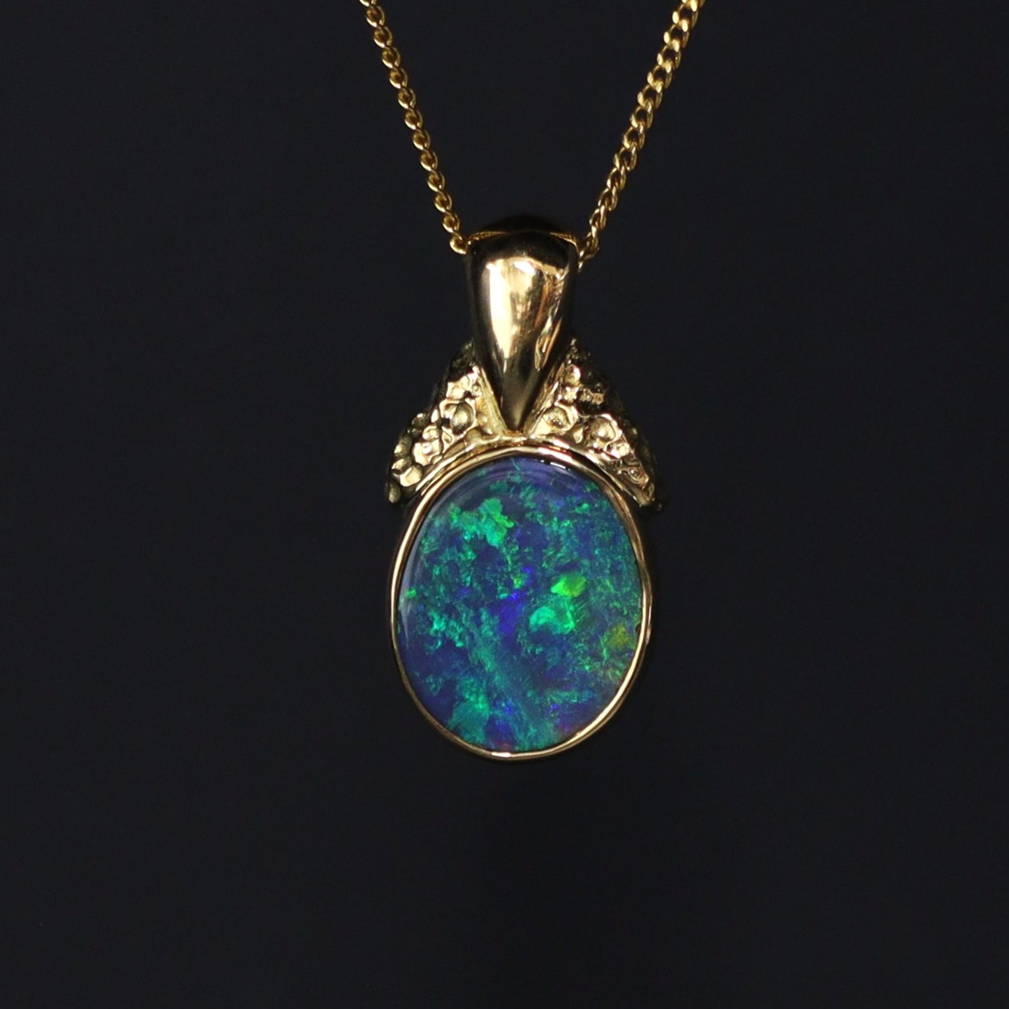 Australian Black Opal 18Kt Gold pendant