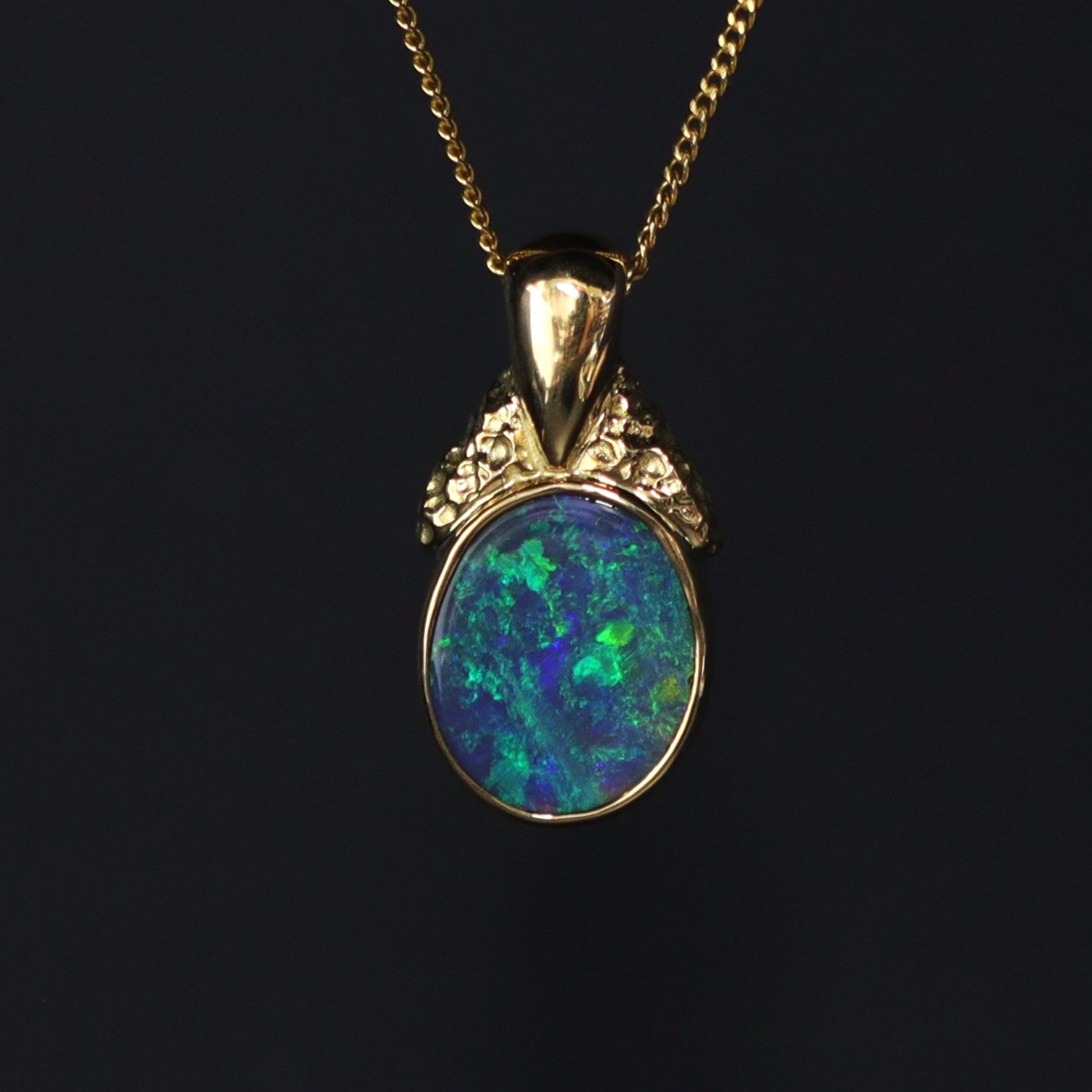 Australian Black Opal 18Kt Gold pendant