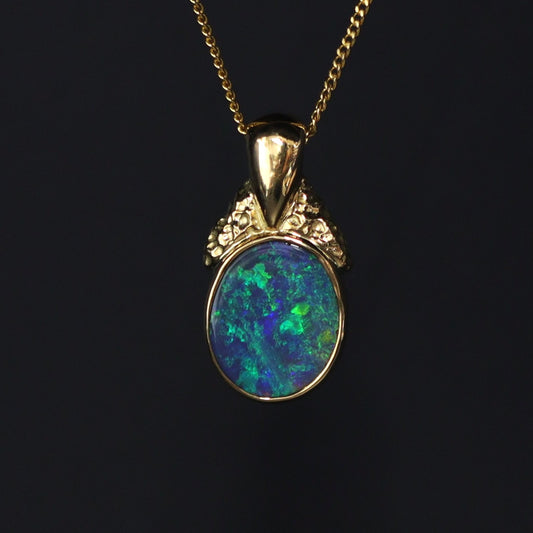 Australian Black Opal 18Kt Gold pendant