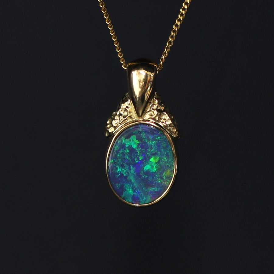 Australian Black Opal 18Kt Gold pendant