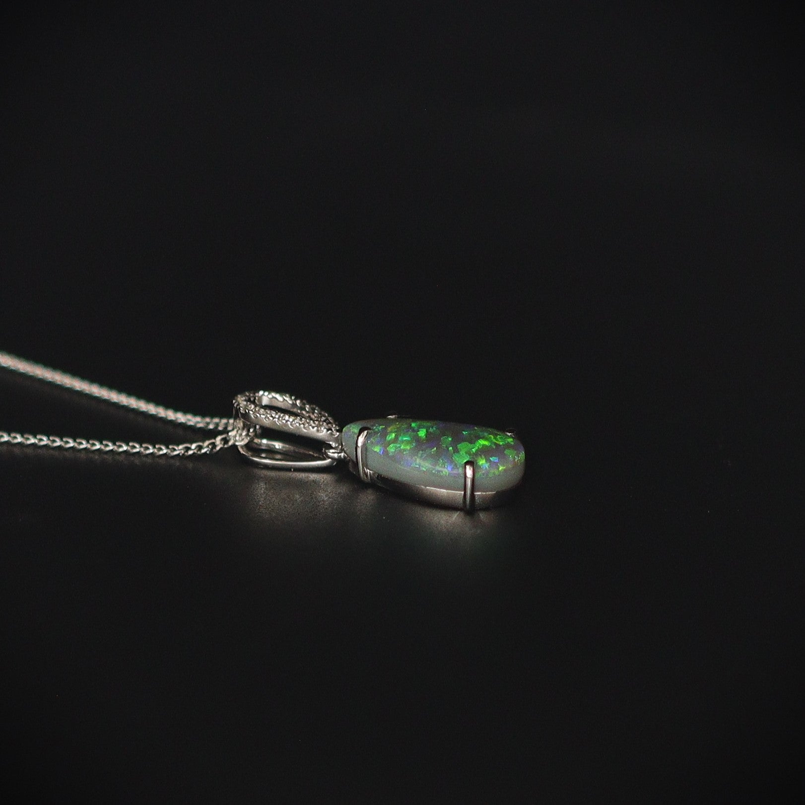 Australian Black Opal 18 karat white gold pendant 