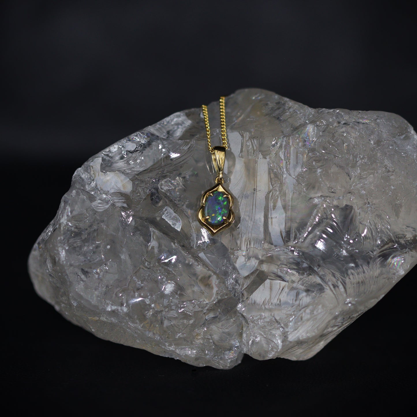 Australian Black Opal 18 karat gold pendant 