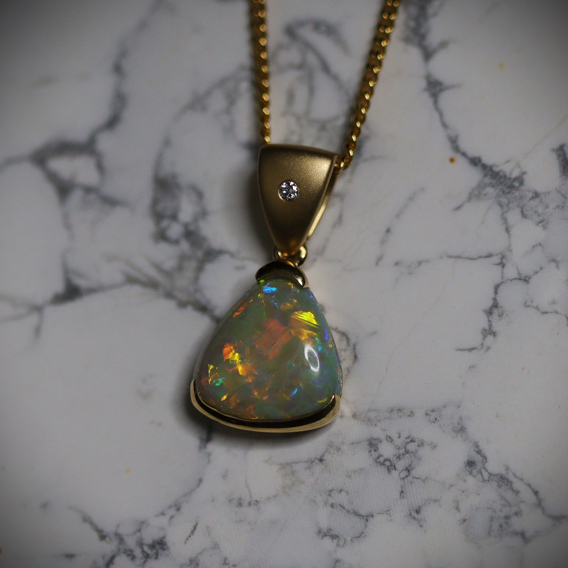 Australian Black Opal 18 karat gold pendant 