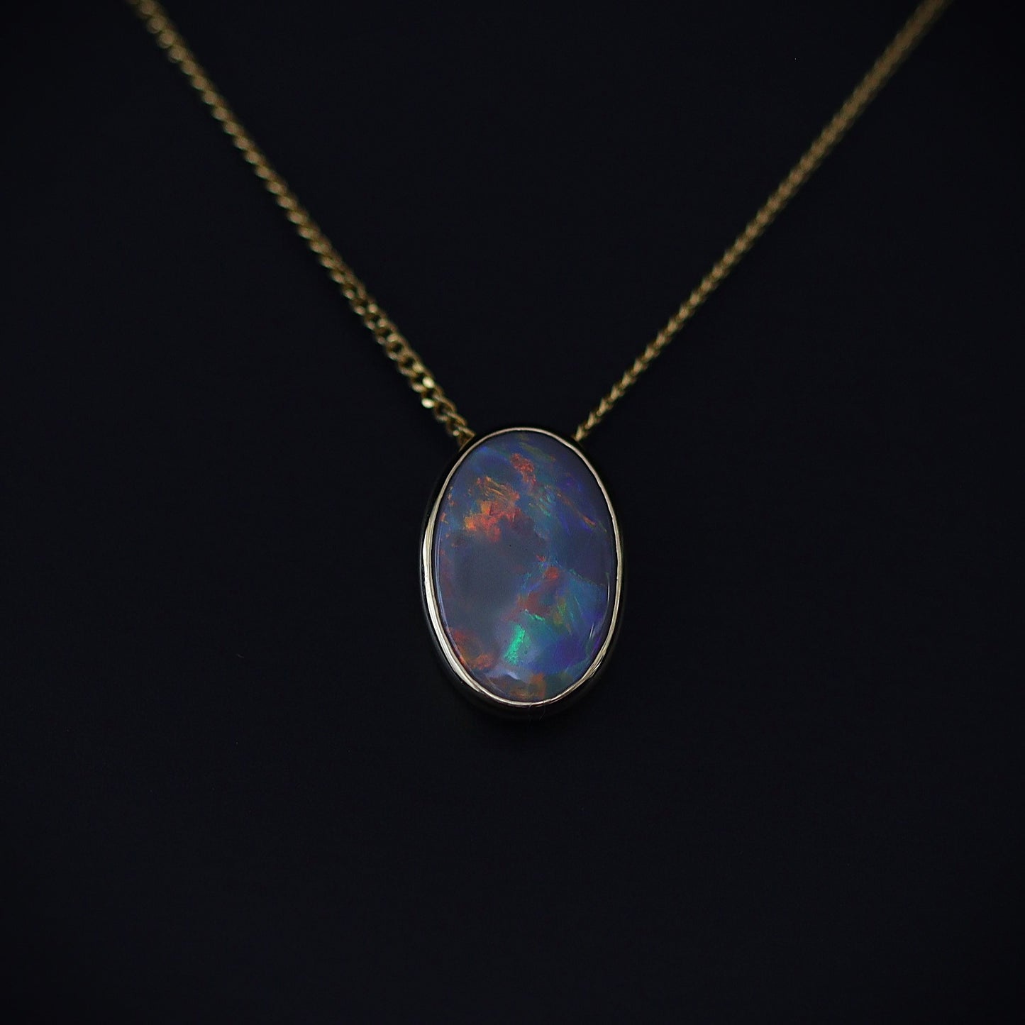 Australian Black Opal 18kt Gold Pendant 2097