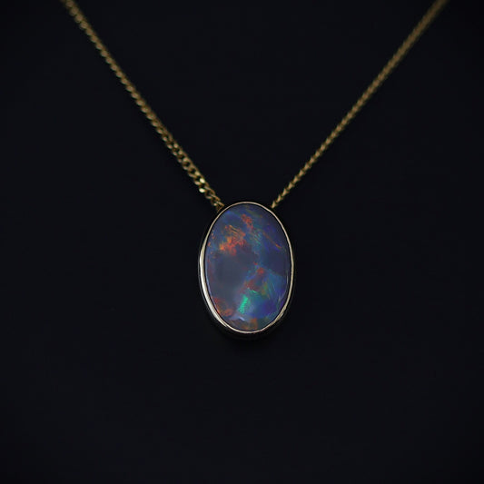 Australian Black Opal 18kt Gold Pendant 2097