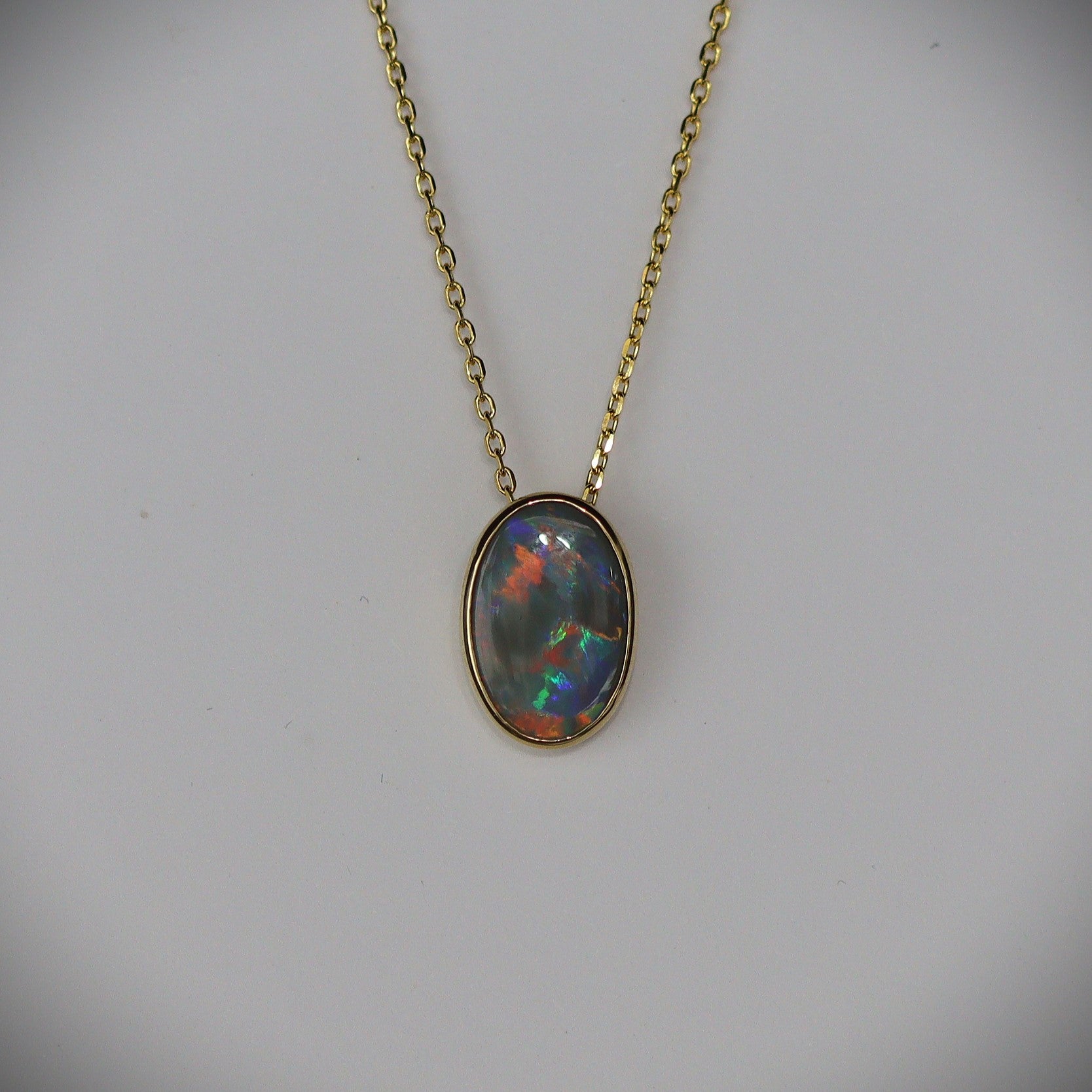 Australian Black Opal 18kt Gold Pendant 2097