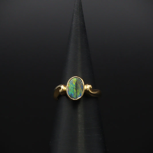 Australian Black Opal 18 karat gold ring 