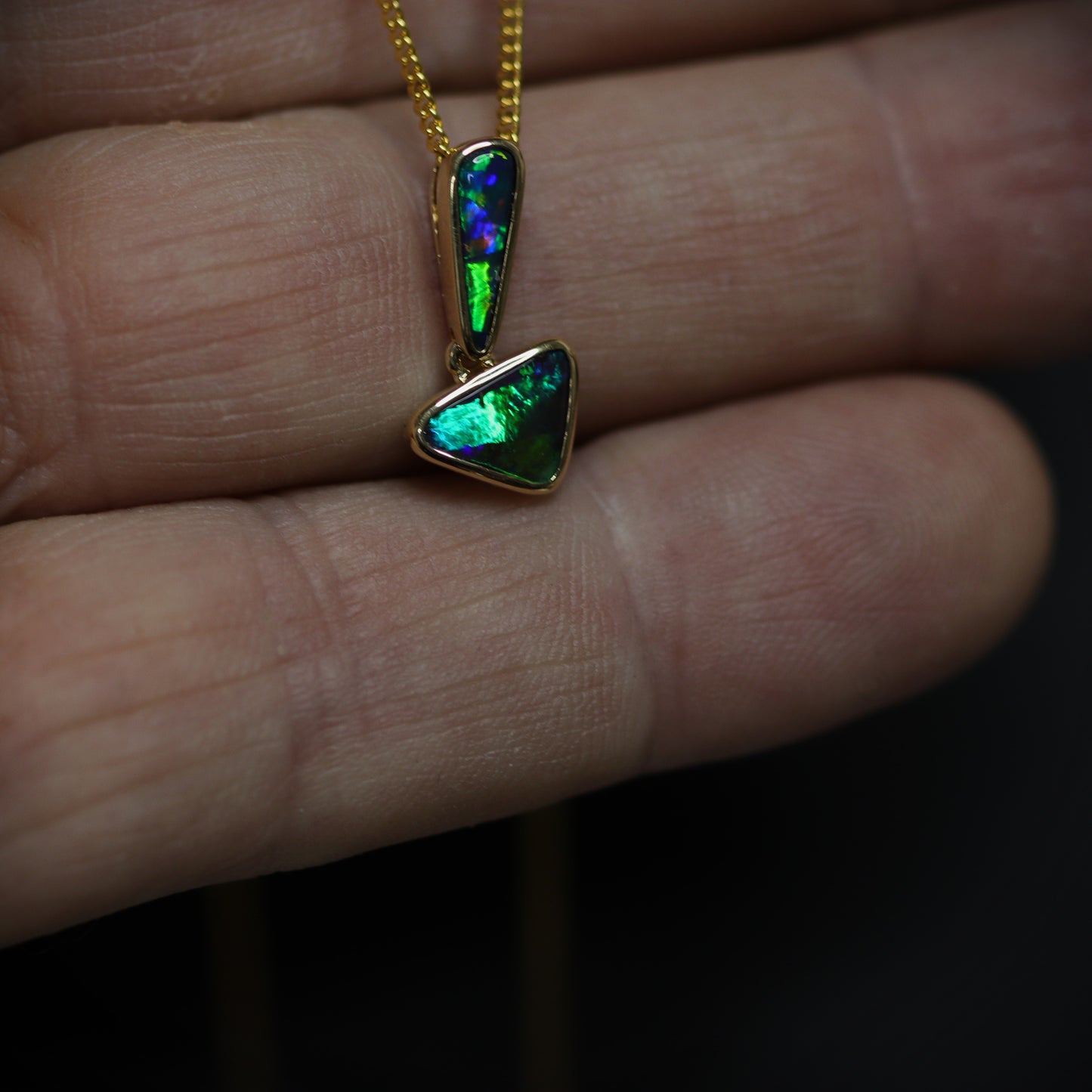 Australian Boulder Opal 18K Gold Pendant
