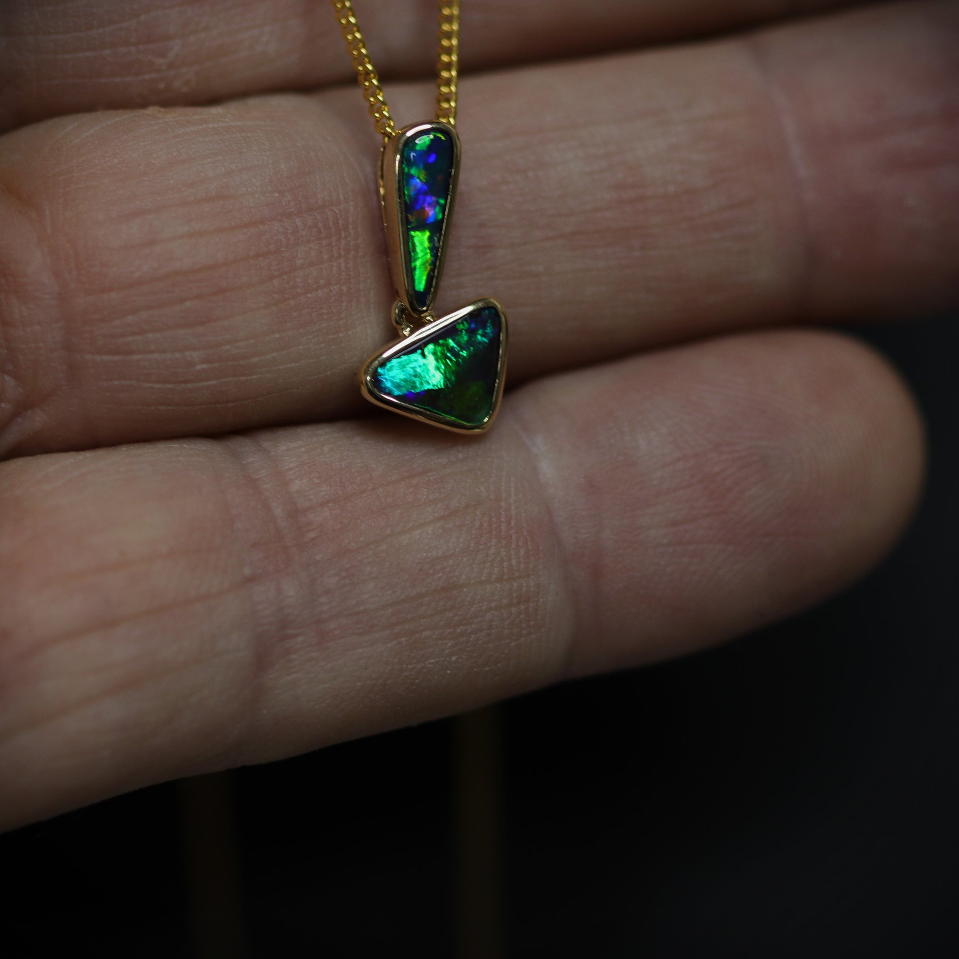 Australian Boulder Opal 18K Gold Pendant