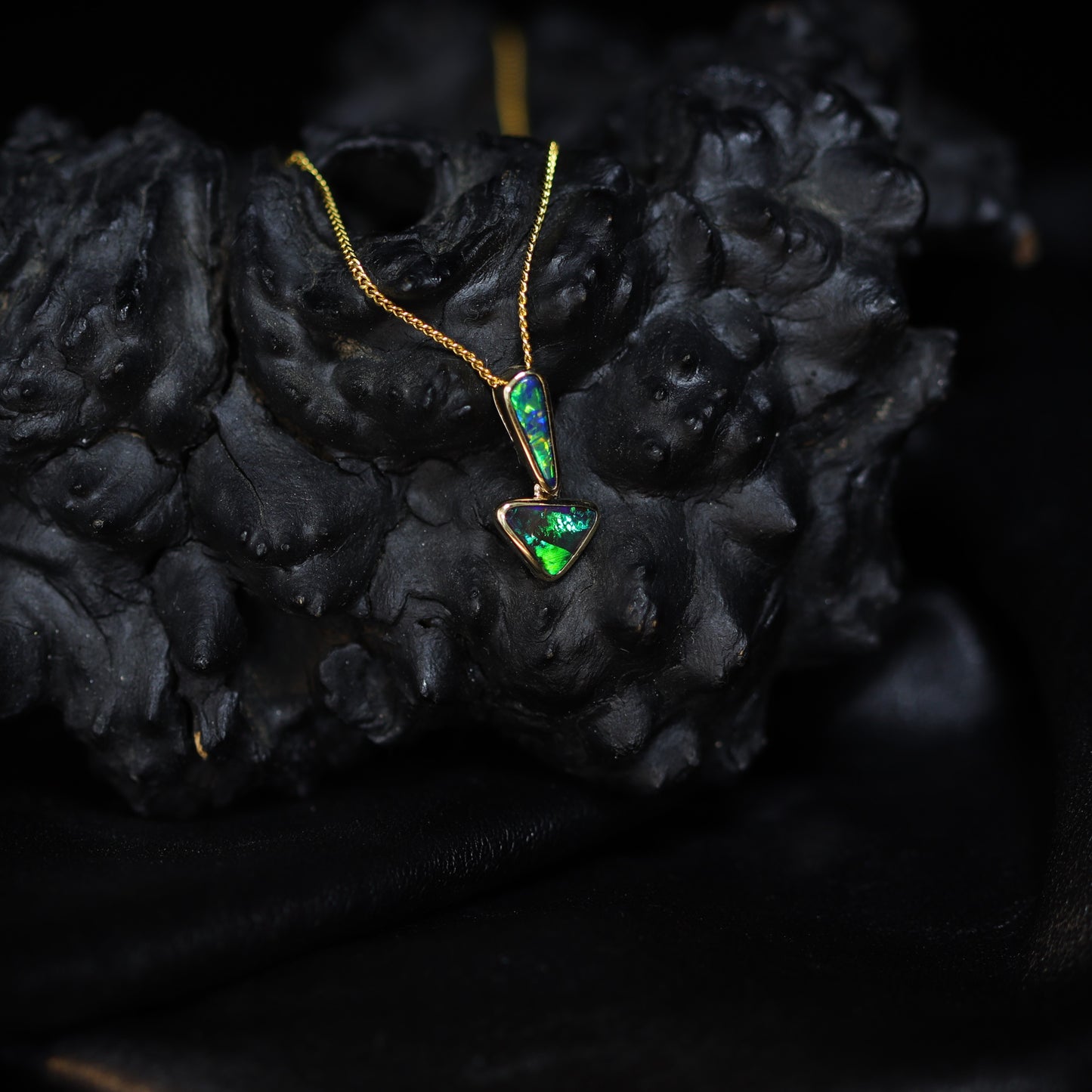 Australian Boulder Opal 18K Gold Pendant