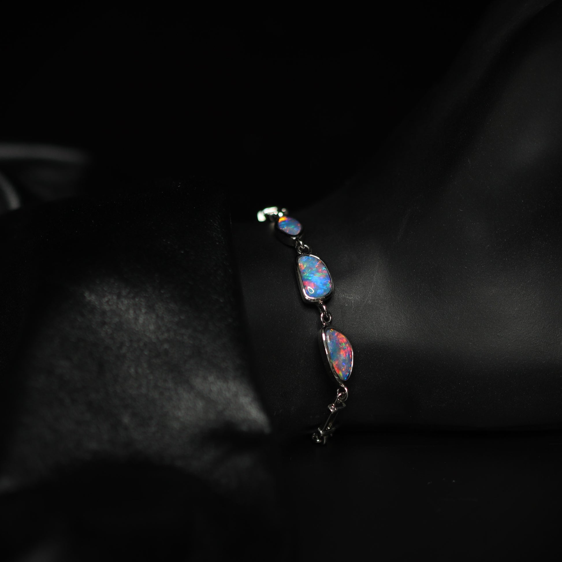 Opal Doublet Silver Bracelet 