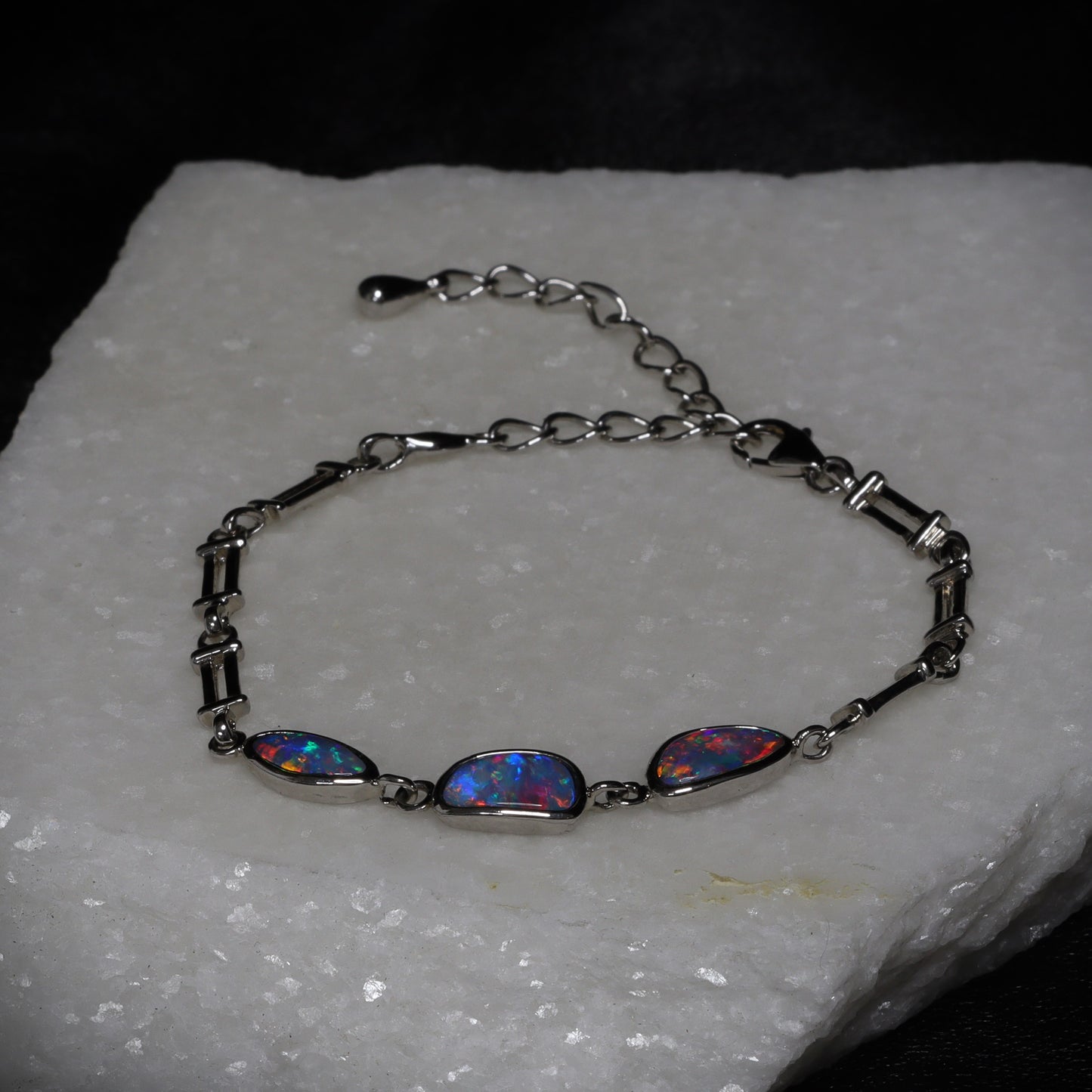Opal Doublet Silver Bracelet 