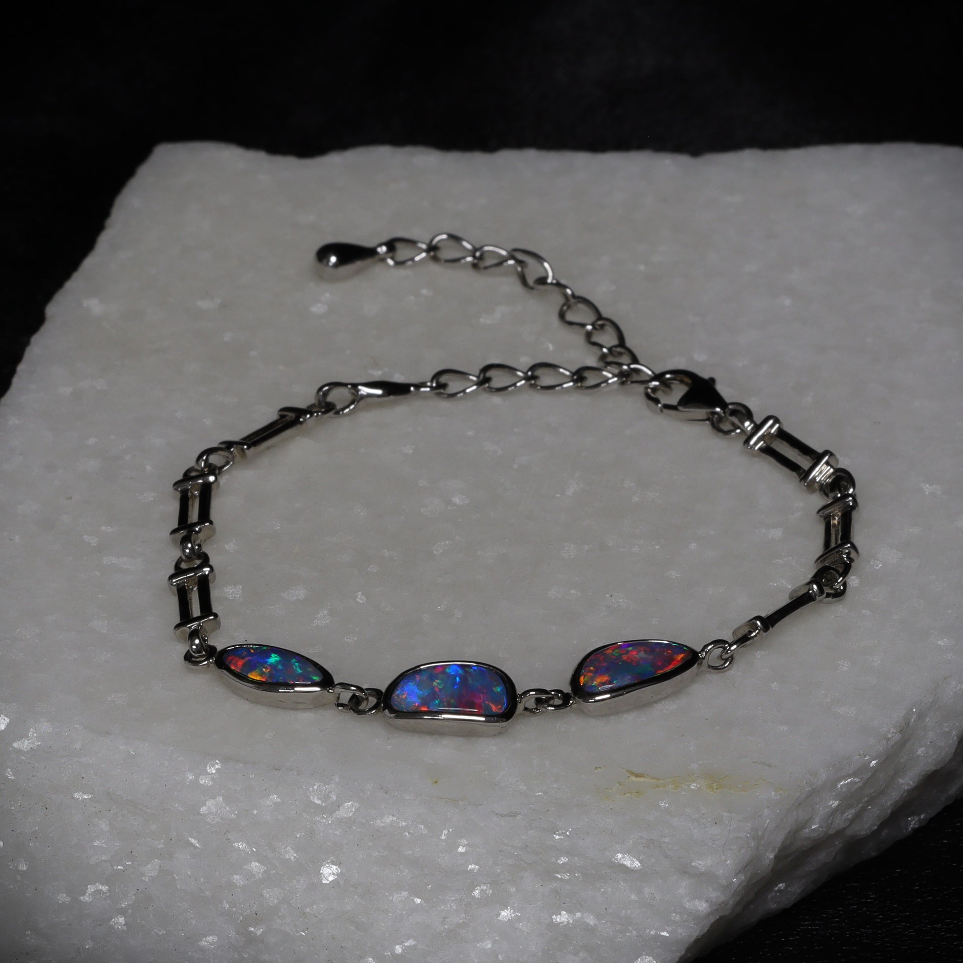 Opal Doublet Silver Bracelet 