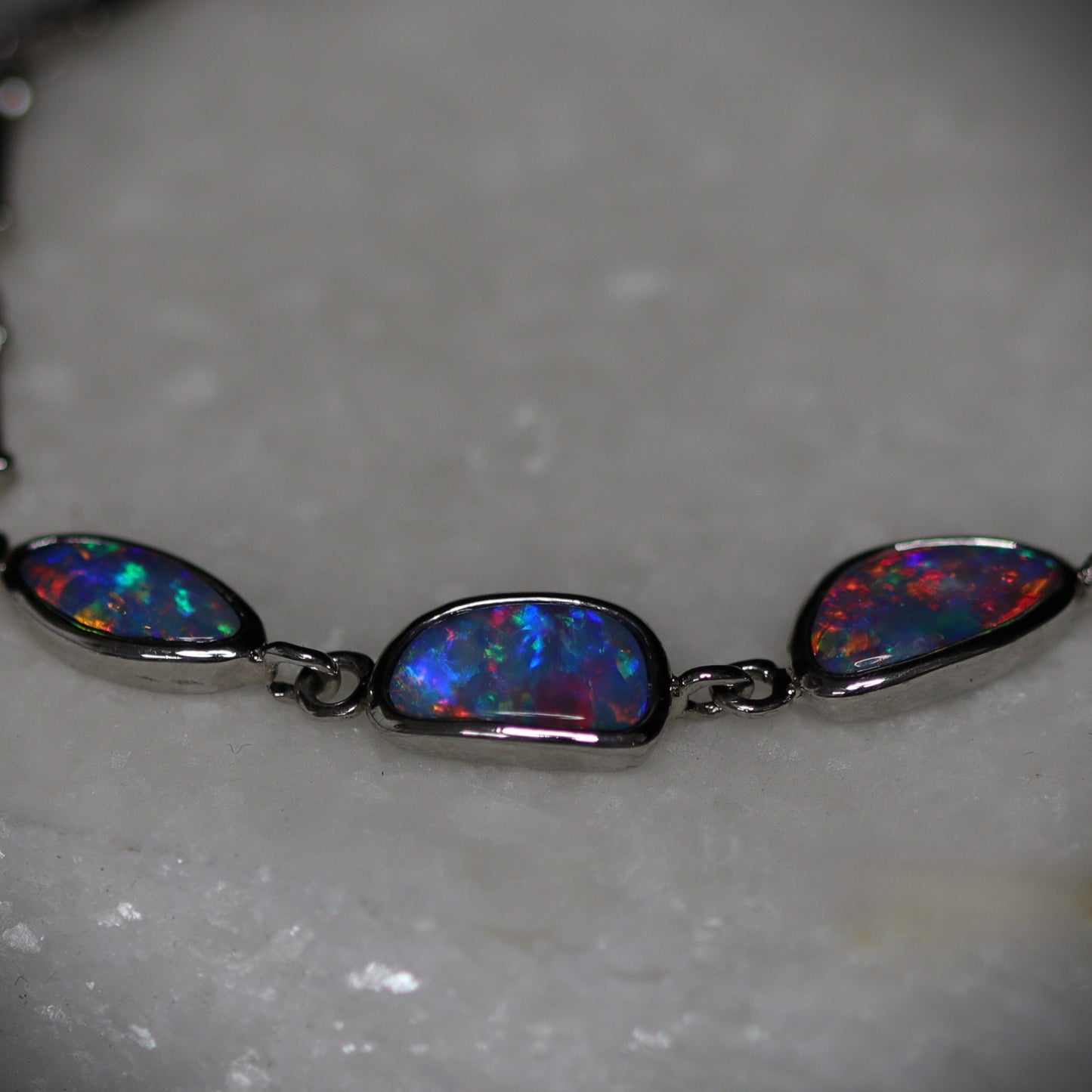 Opal Doublet Silver Bracelet 