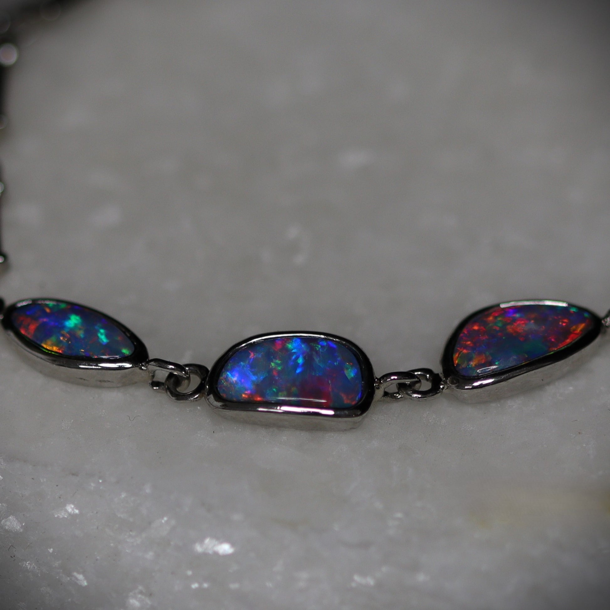 Opal Doublet Silver Bracelet 